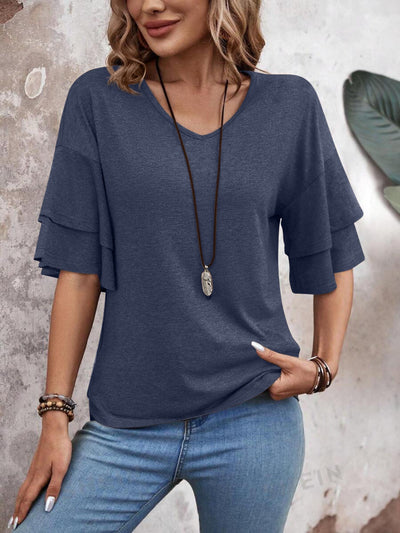 Clara™ | Ruffle Sleeve V-Neck Blouse