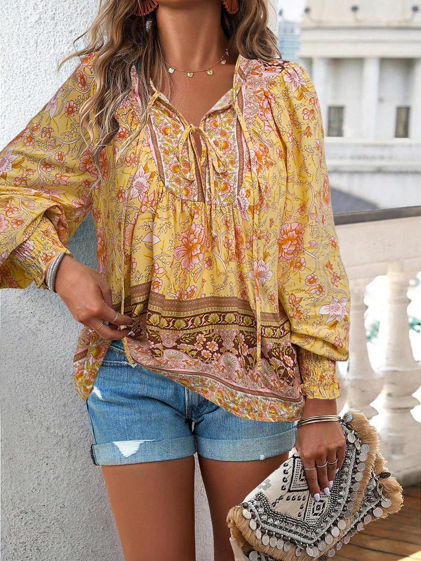 Edith™ | Boho Floral Tunic Top