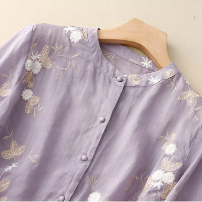 Isabella™ | Embroidered Button-Down Blouse