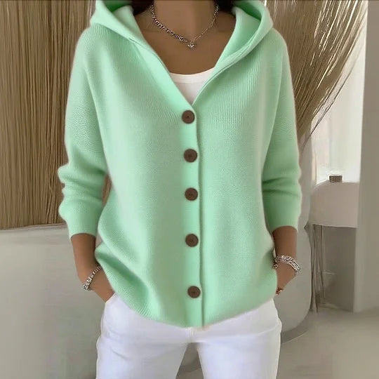 Cléandre™ | Button-Up Hooded Cardigan