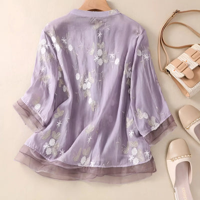 Isabella™ | Embroidered Button-Down Blouse