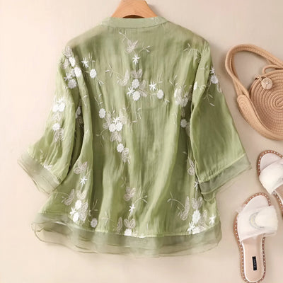Isabella™ | Embroidered Button-Down Blouse