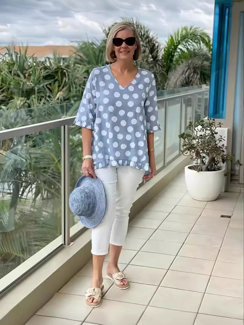 Violet™ | Elegant Vintage Top with Retro Print