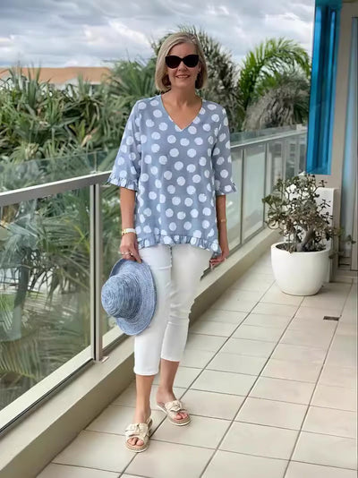 Violet™ | Elegant Vintage Top with Retro Print