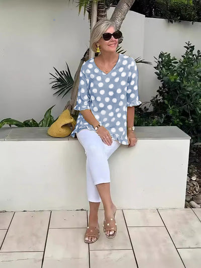Violet™ | Elegant Vintage Top with Retro Print