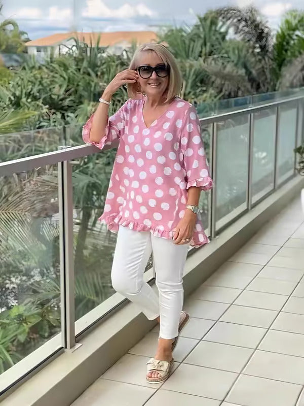 Violet™ | Elegant Vintage Top with Retro Print