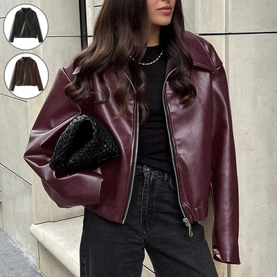 Kaia™| Zipper Leather Jacket