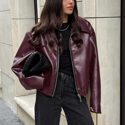 Kaia™| Zipper Leather Jacket