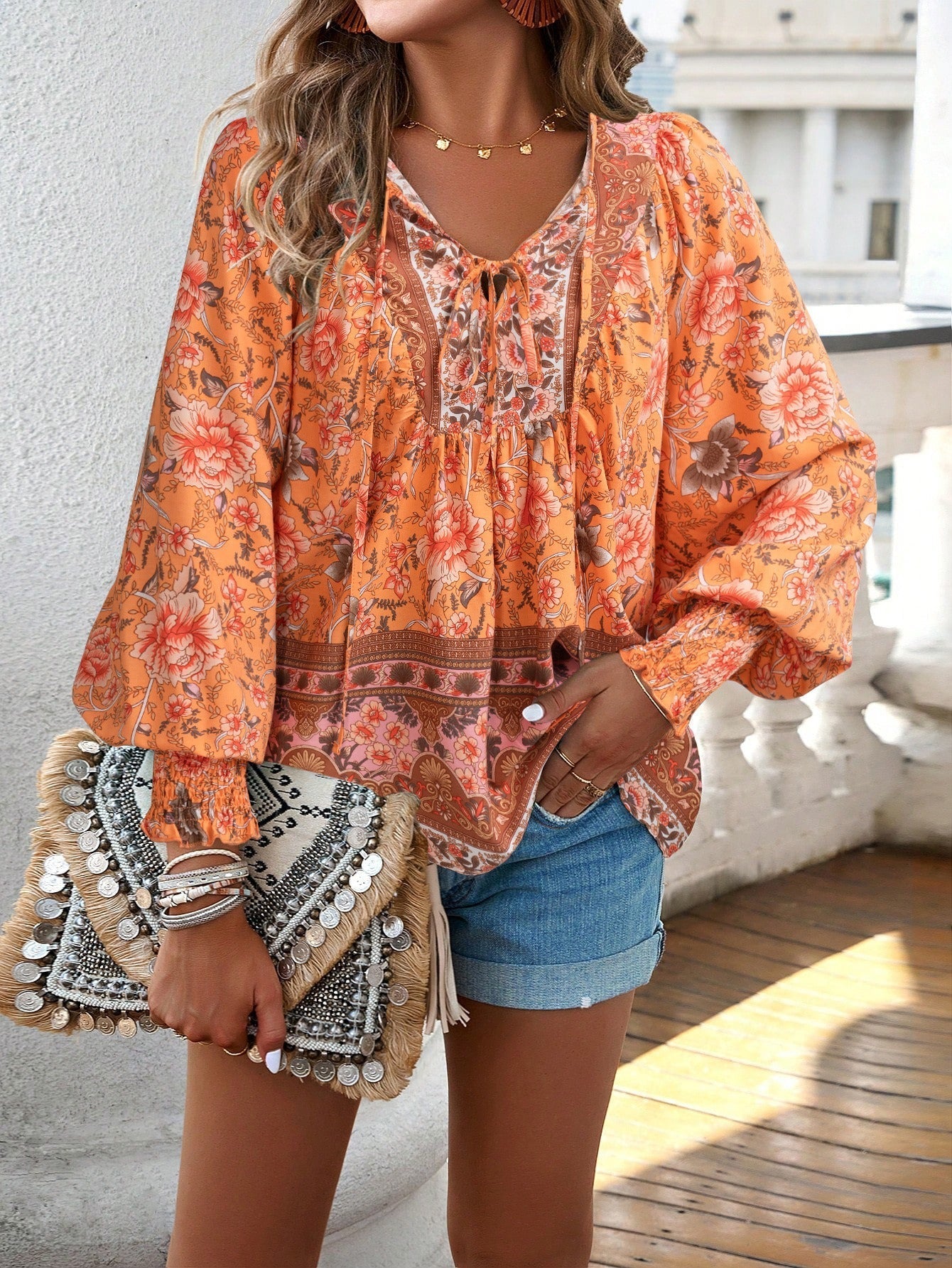 Edith™ | Boho Floral Tunic Top