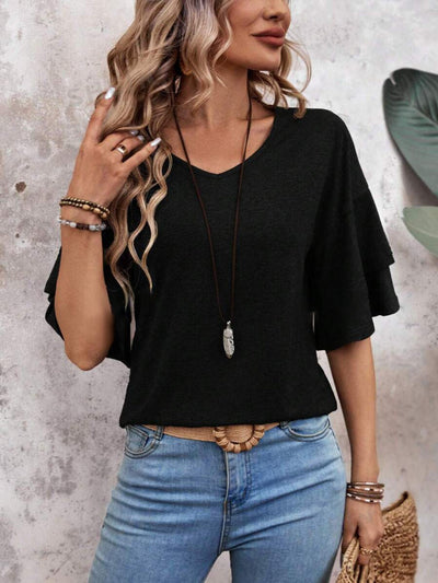 Clara™ | Ruffle Sleeve V-Neck Blouse