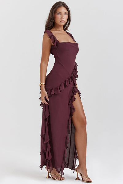 Talia™ | Long Ruffle Dress with Slit