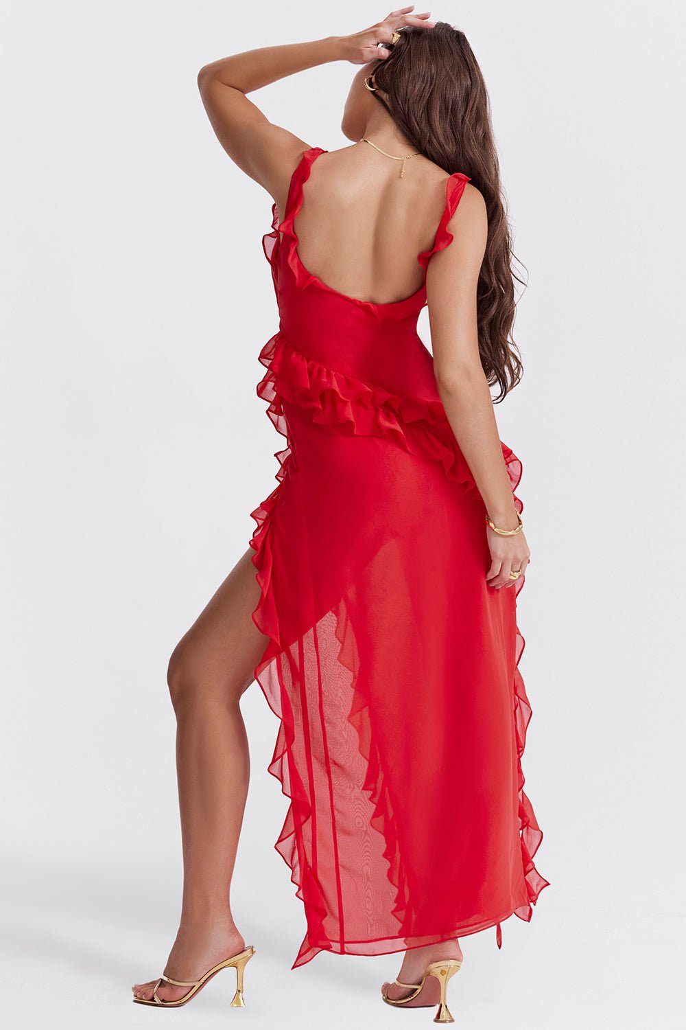 Talia™ | Long Ruffle Dress with Slit