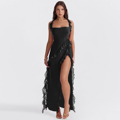 Talia™ | Long Ruffle Dress with Slit