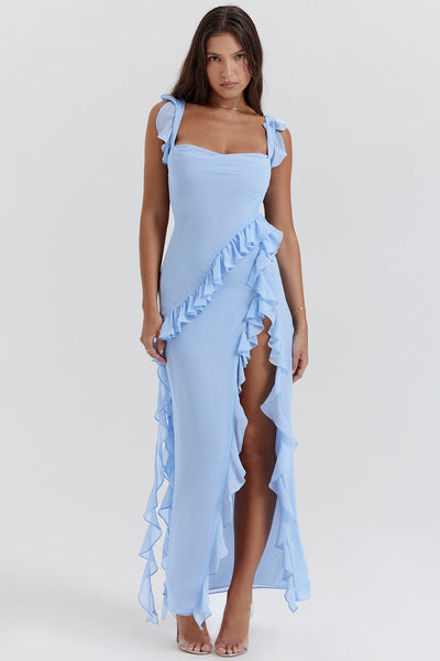 Talia™ | Long Ruffle Dress with Slit