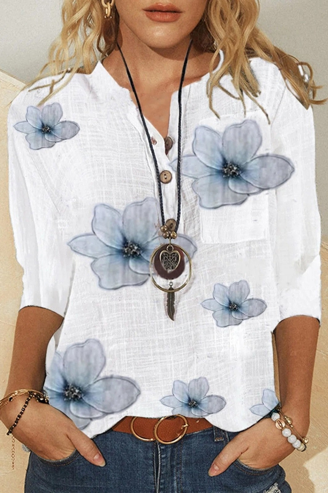 Margaret™ | V-Neck Floral Blouse