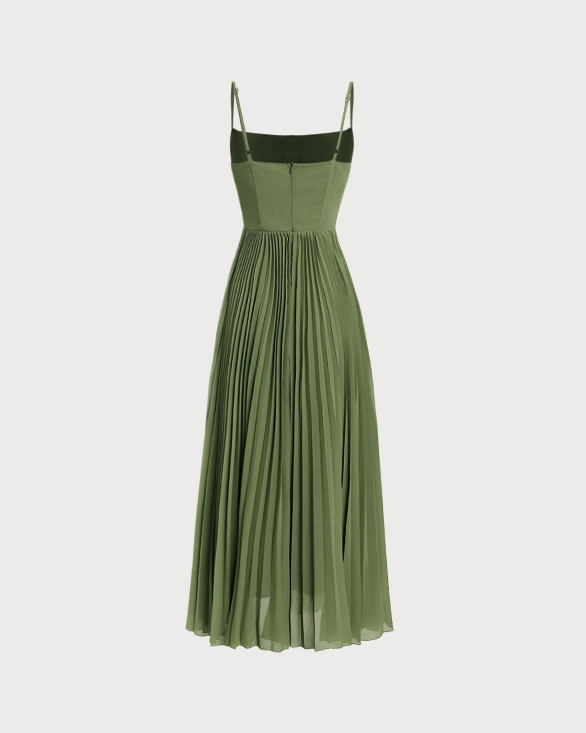 Serena™ | Green Sweetheart Neck Flowy Slip Maxi Dress