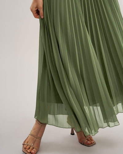 Serena™ | Green Sweetheart Neck Flowy Slip Maxi Dress