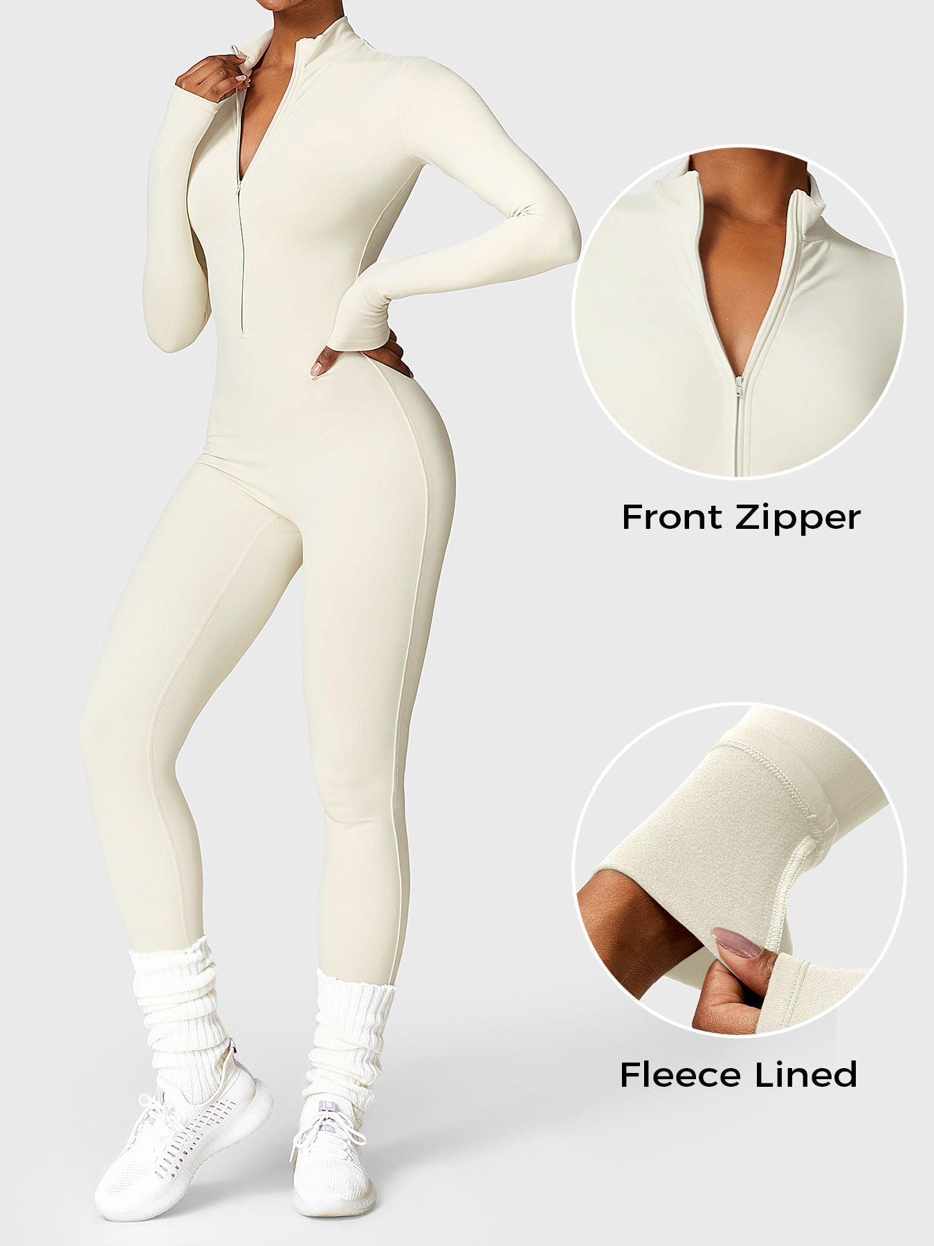Yeoreo Belle™| Fleece Long Sleeve Zipper Jumpsuit