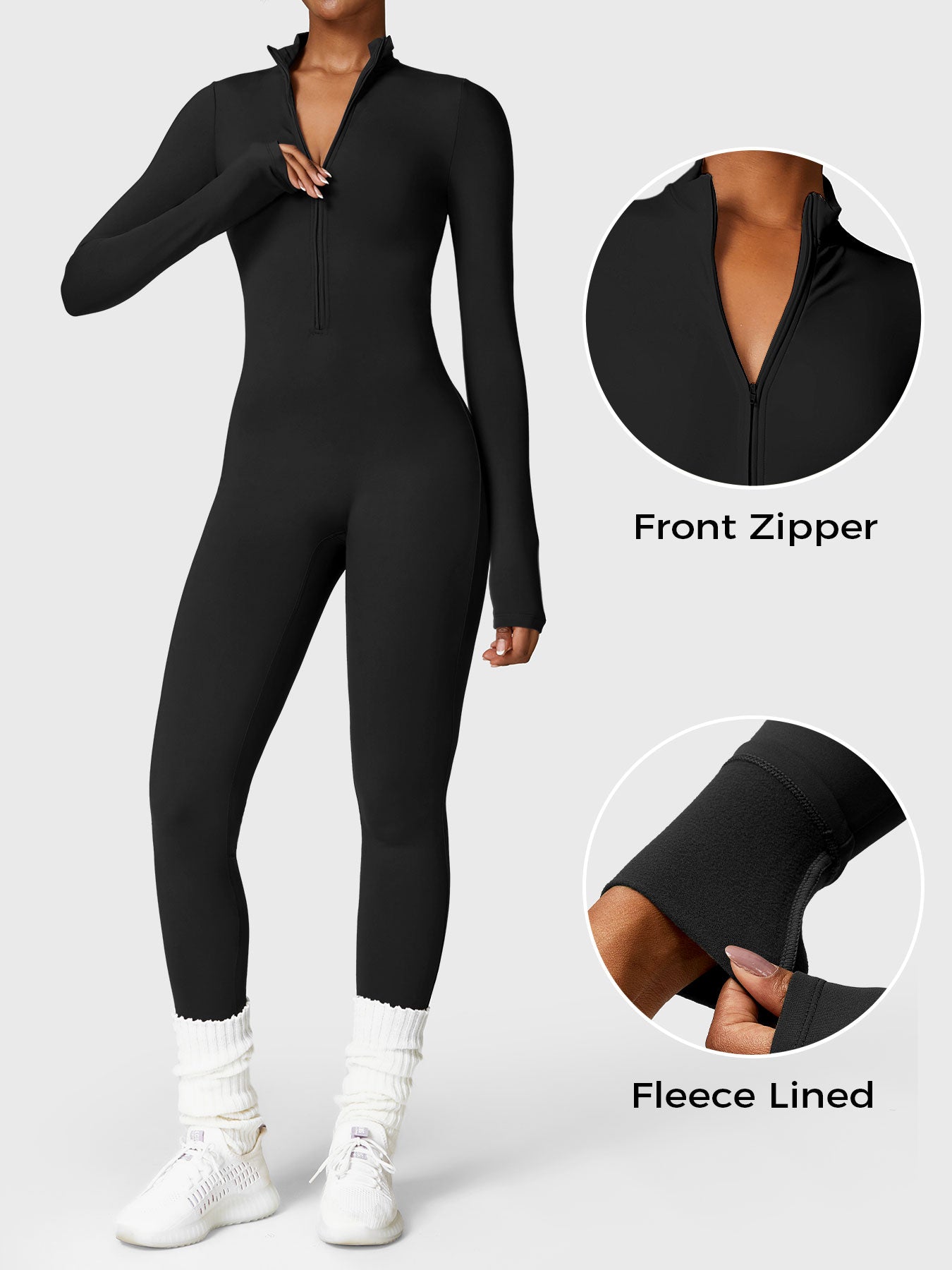 Yeoreo Belle™| Fleece Long Sleeve Zipper Jumpsuit