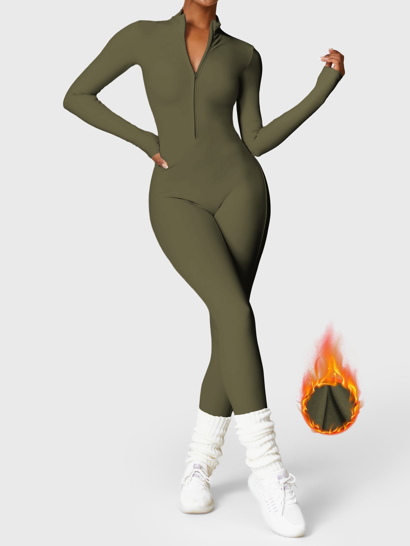 Yeoreo Belle™| Fleece Long Sleeve Zipper Jumpsuit