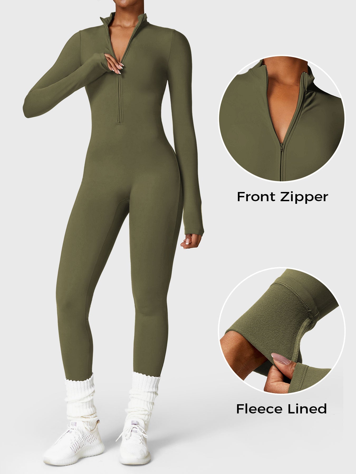 Yeoreo Belle™| Fleece Long Sleeve Zipper Jumpsuit