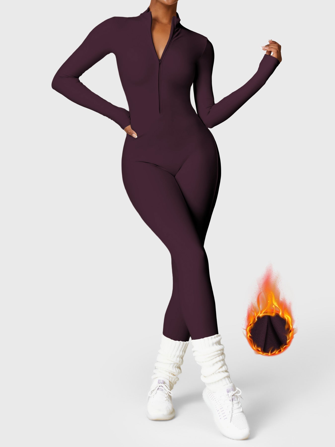 Yeoreo Belle™| Fleece Long Sleeve Zipper Jumpsuit