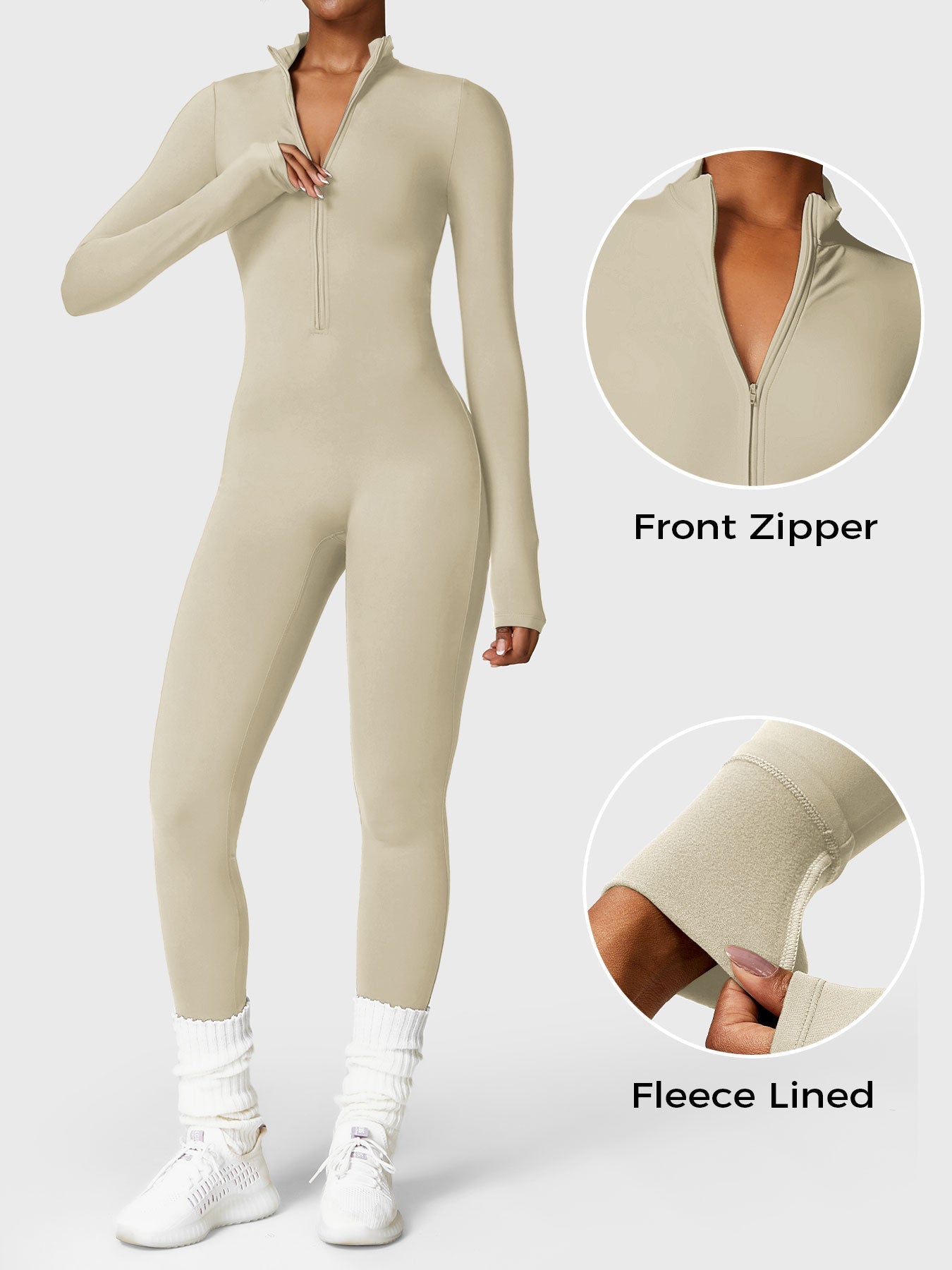 Yeoreo Belle™| Fleece Long Sleeve Zipper Jumpsuit